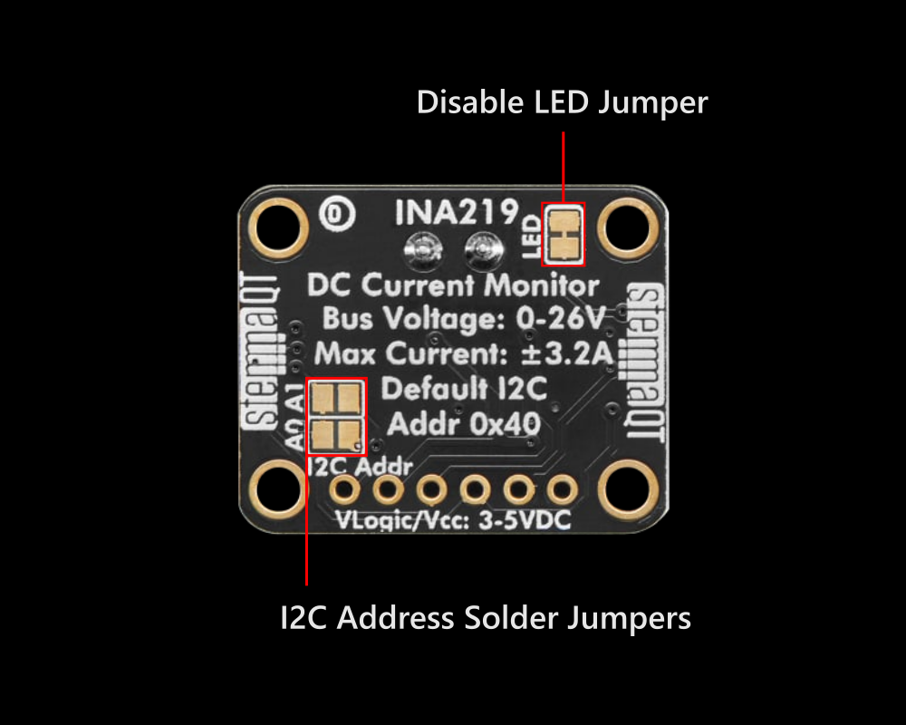 Adafruit INA219 Board Layout (Bottom View)