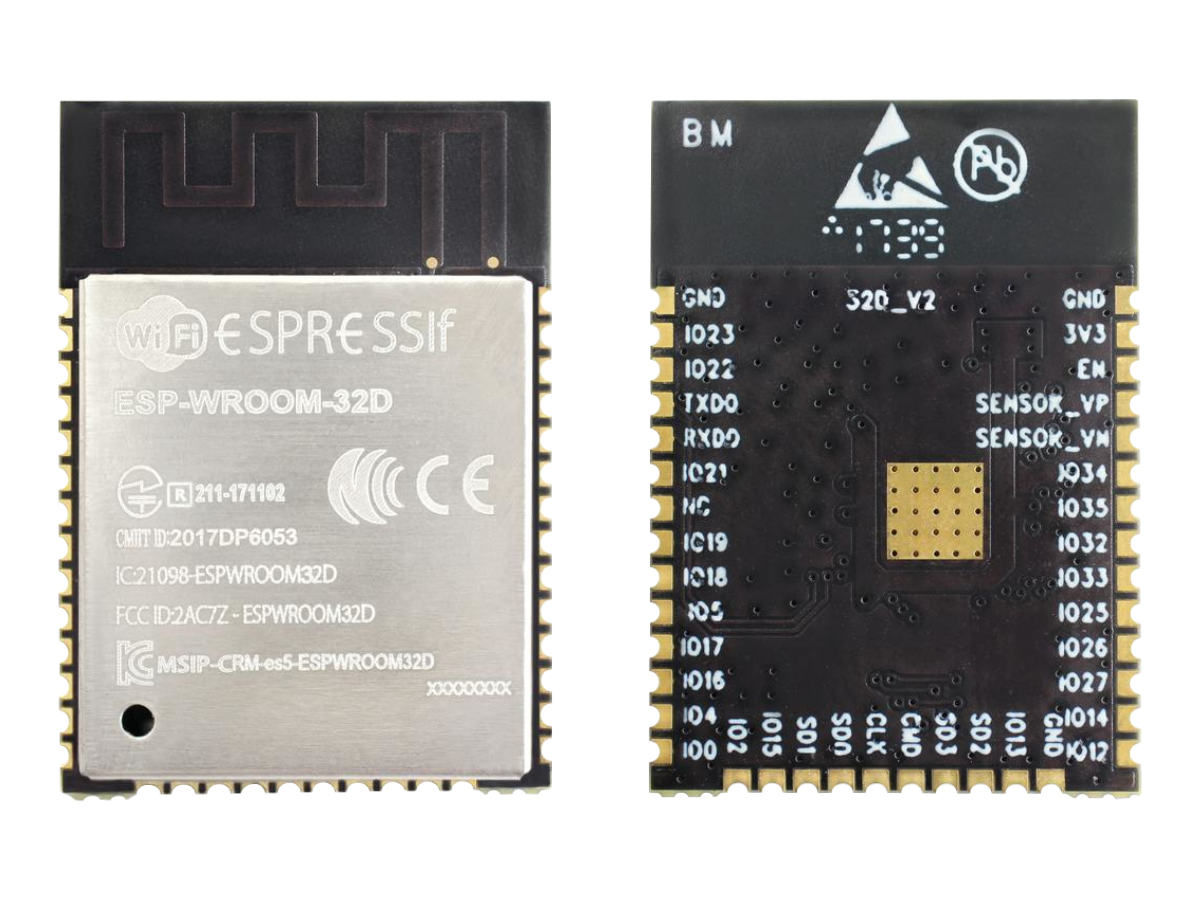 ESP32-WROOM-32D Module (Front and Back)