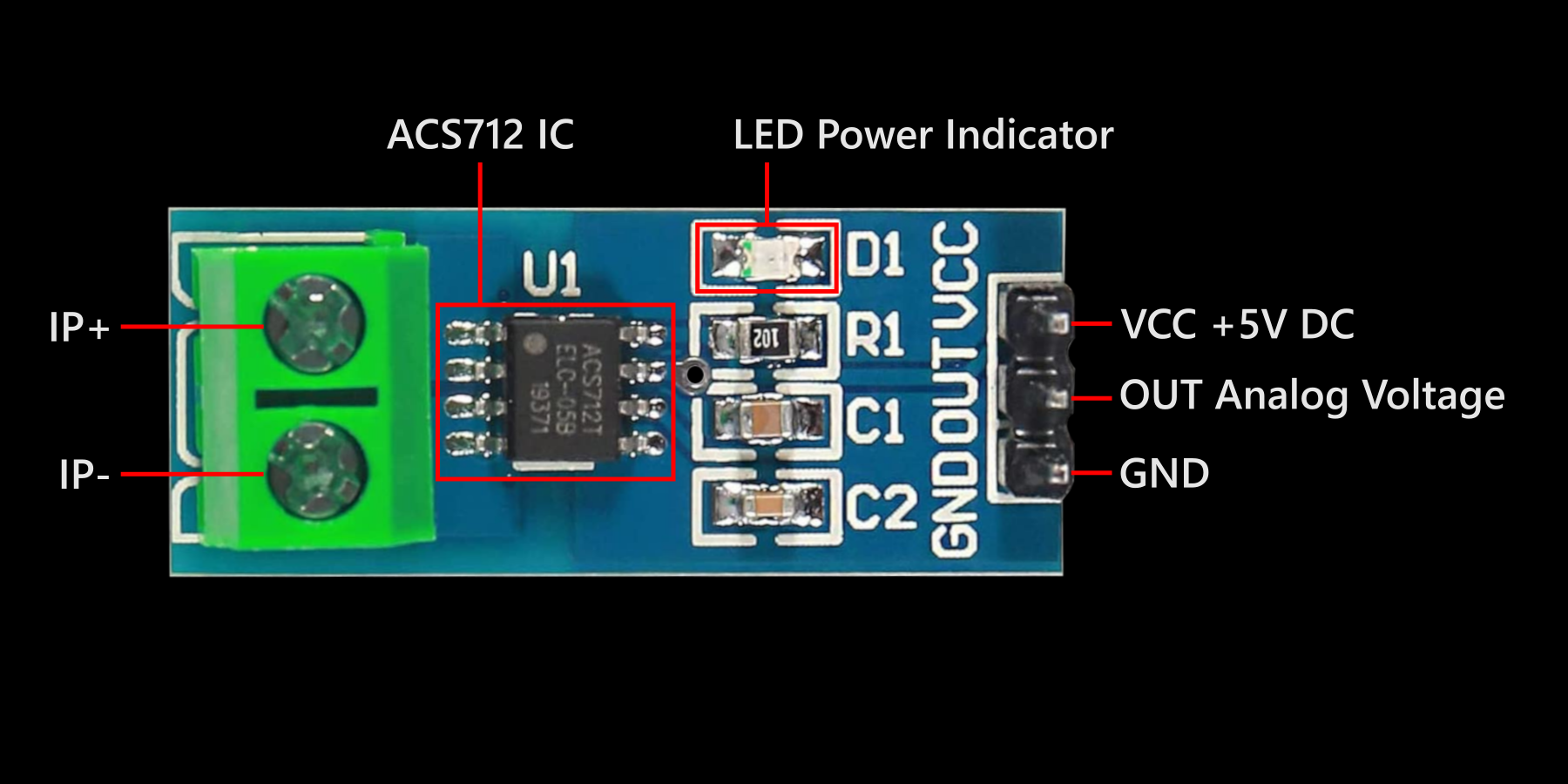 Generic ACS712 Module Board Layout