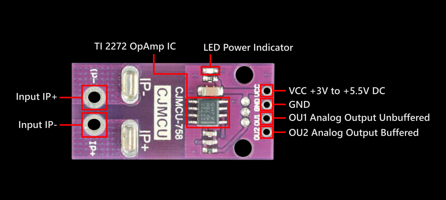 Generic ACS758 Current Sensor Board Layout (Bottom View)