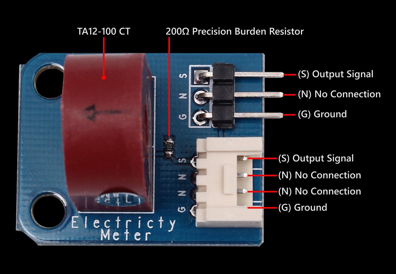 TA12-100 Current Transformer Module Board Layout (Top View)