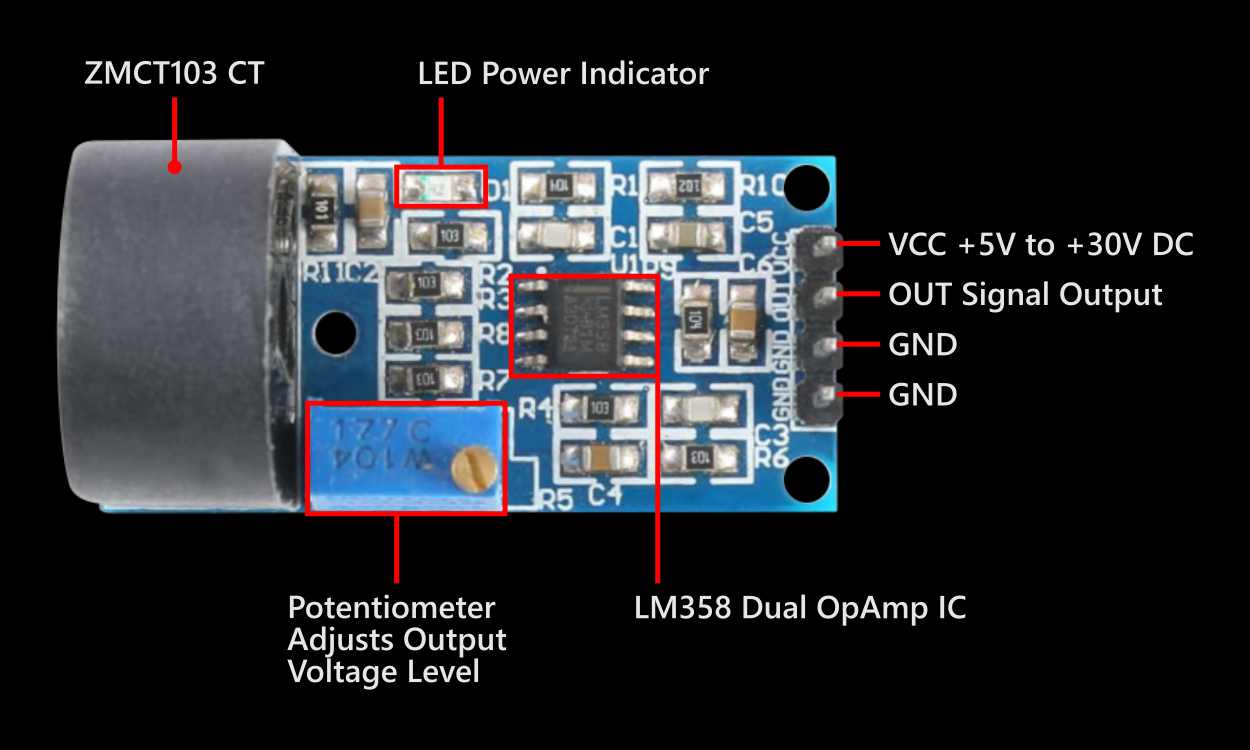 ZMCT103 CT with OpAmp Module Board Layout