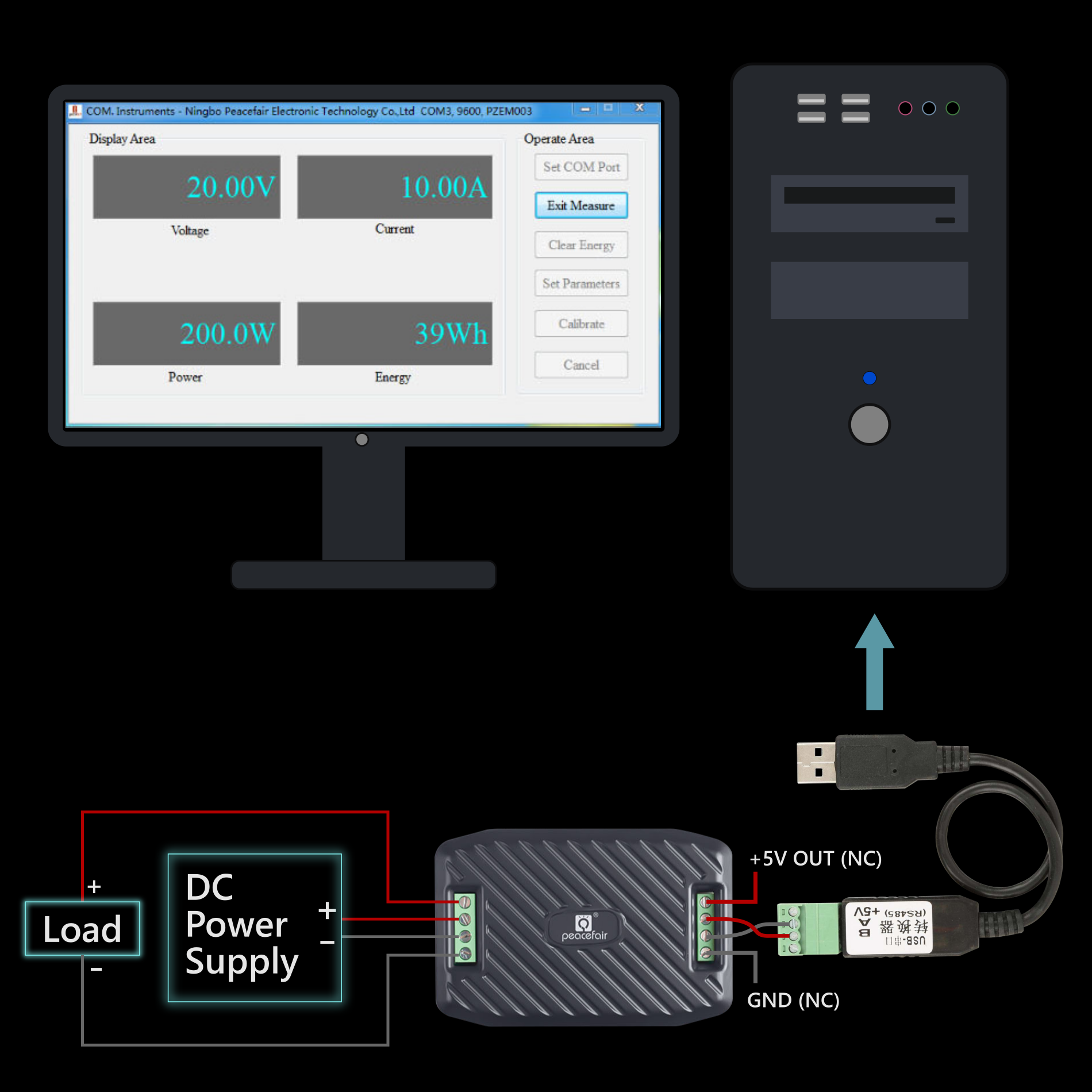 PZEM-003 DC Module Hookup for PC