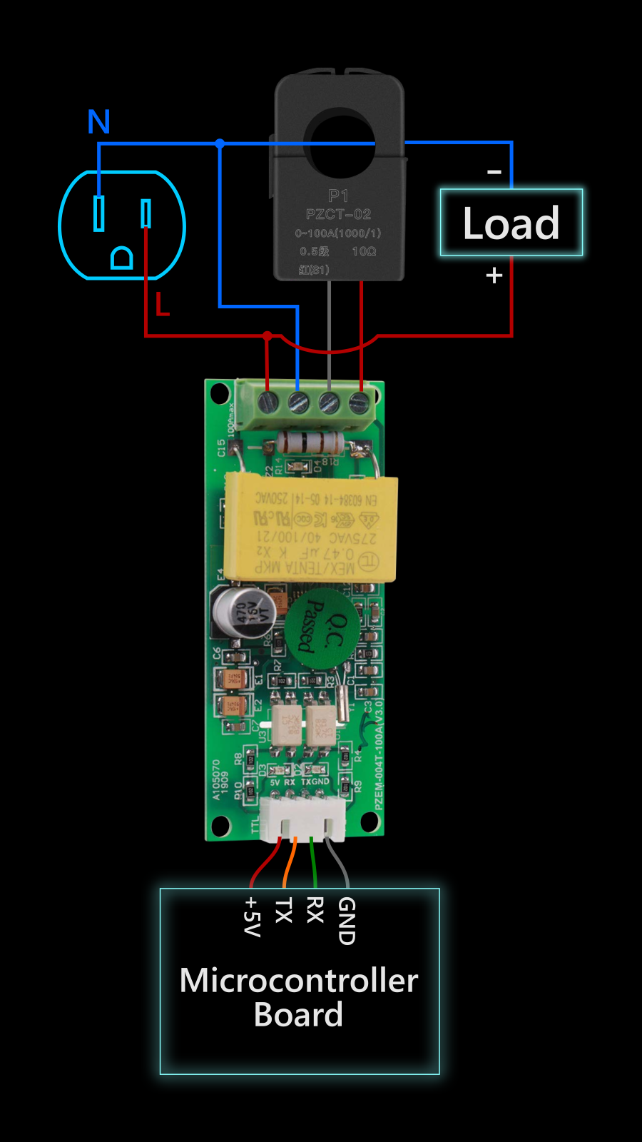 PZEM-004T-100A AC Module Hookup for Microcontroller