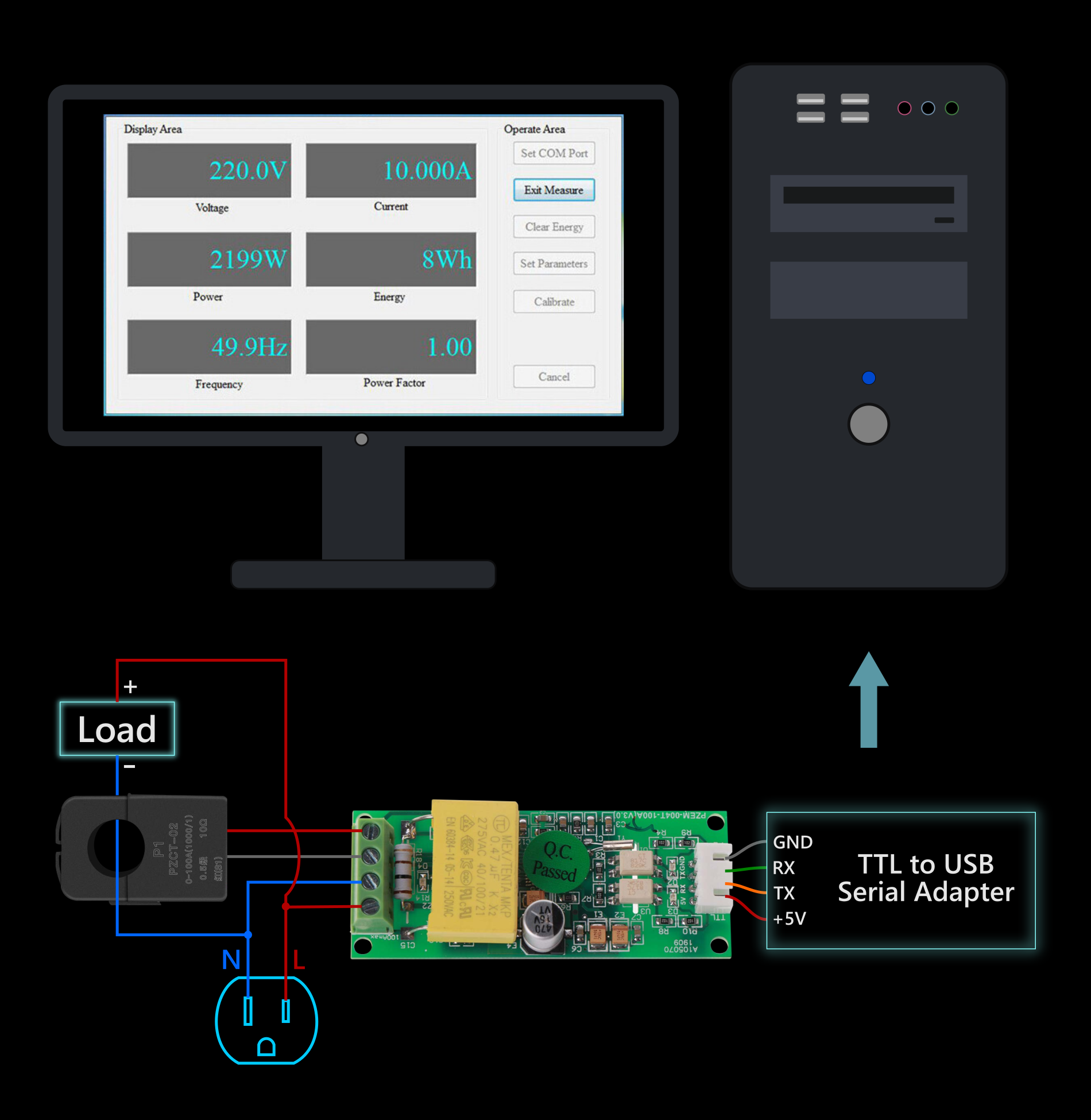 PZEM-004T-100A AC Module Hookup for PC