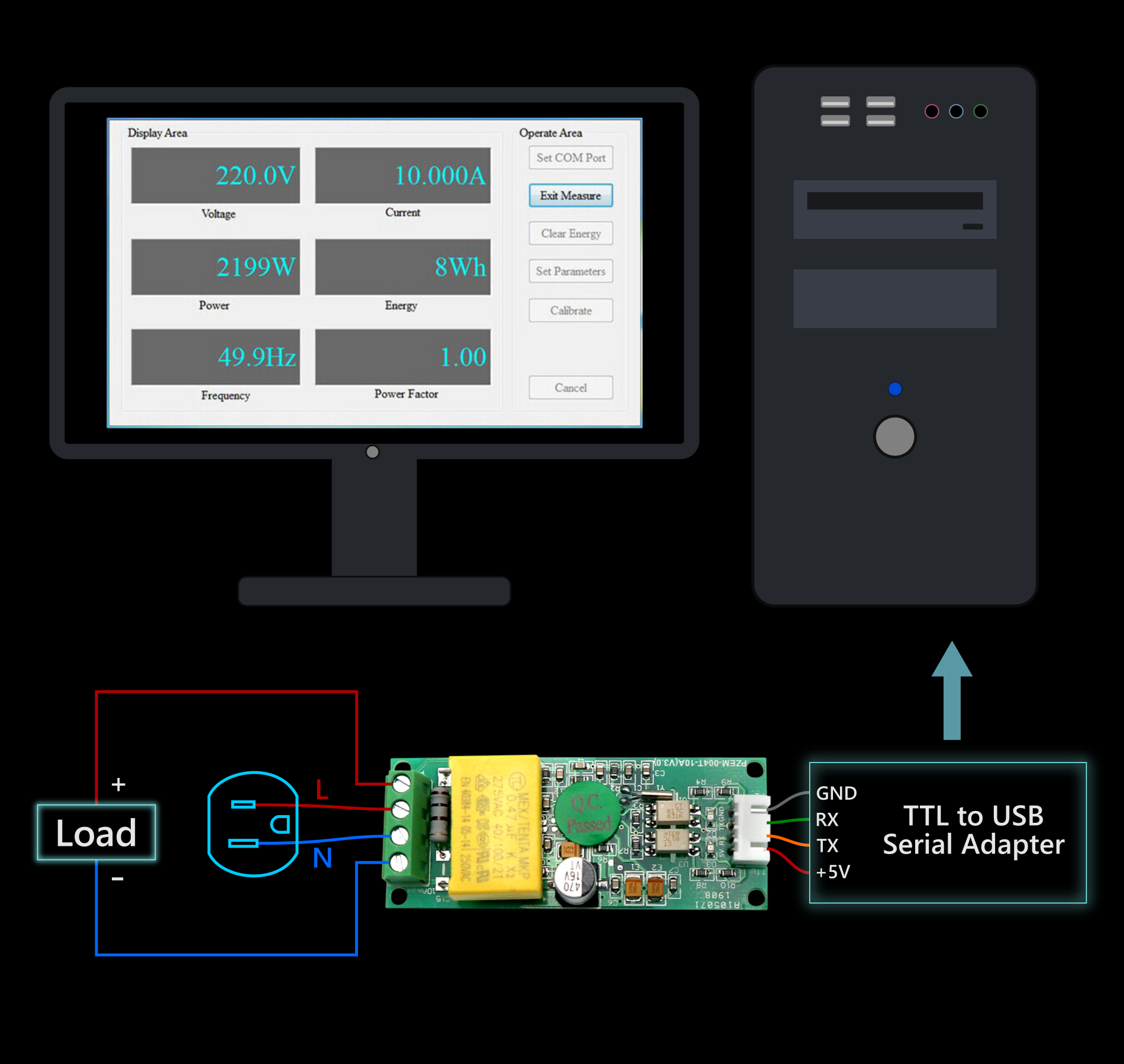 PZEM-004T-10A AC Module Hookup for PC