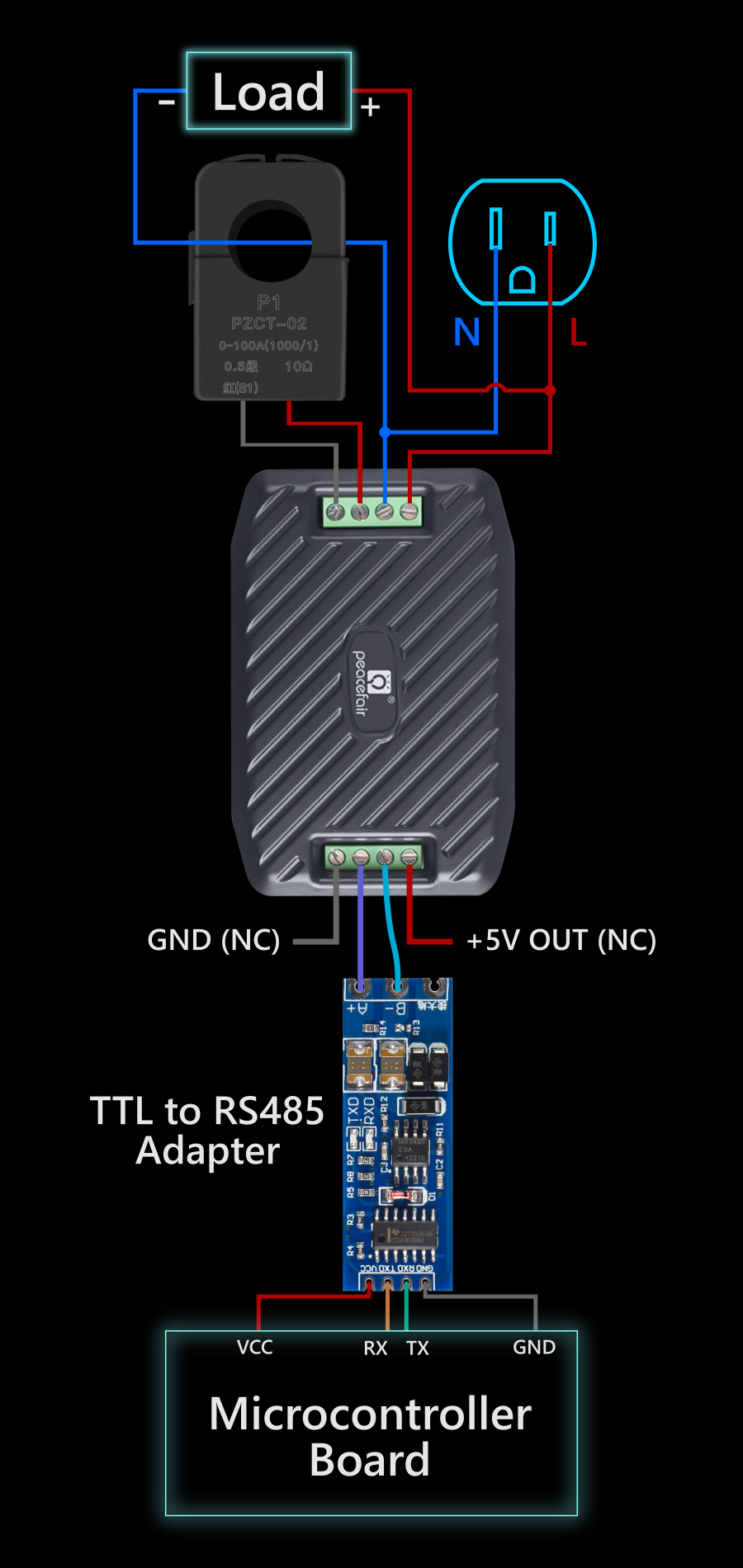 PZEM-016 AC Module Hookup for Microcontroller