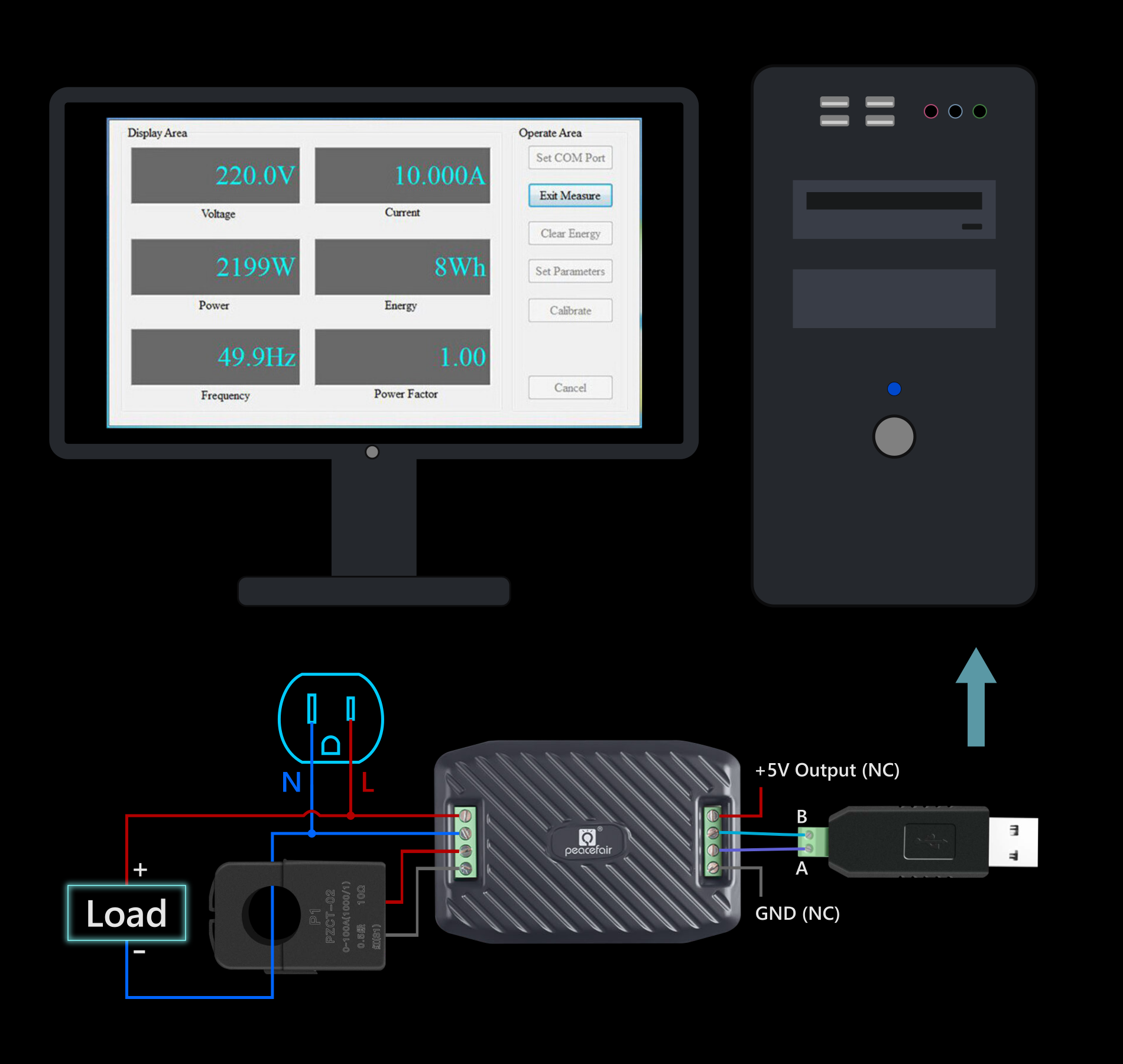 PZEM-016 AC Module Hookup for PC