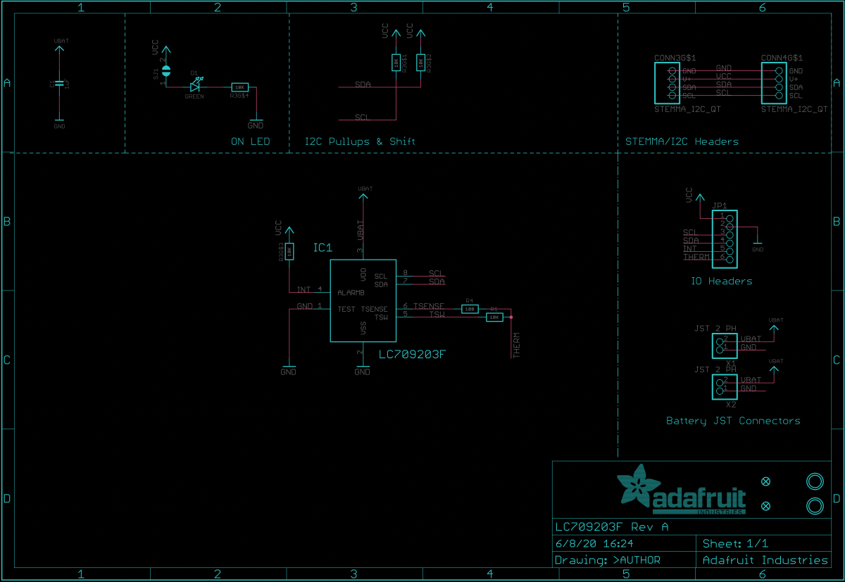 Adafruit LC709203F Board Schematic