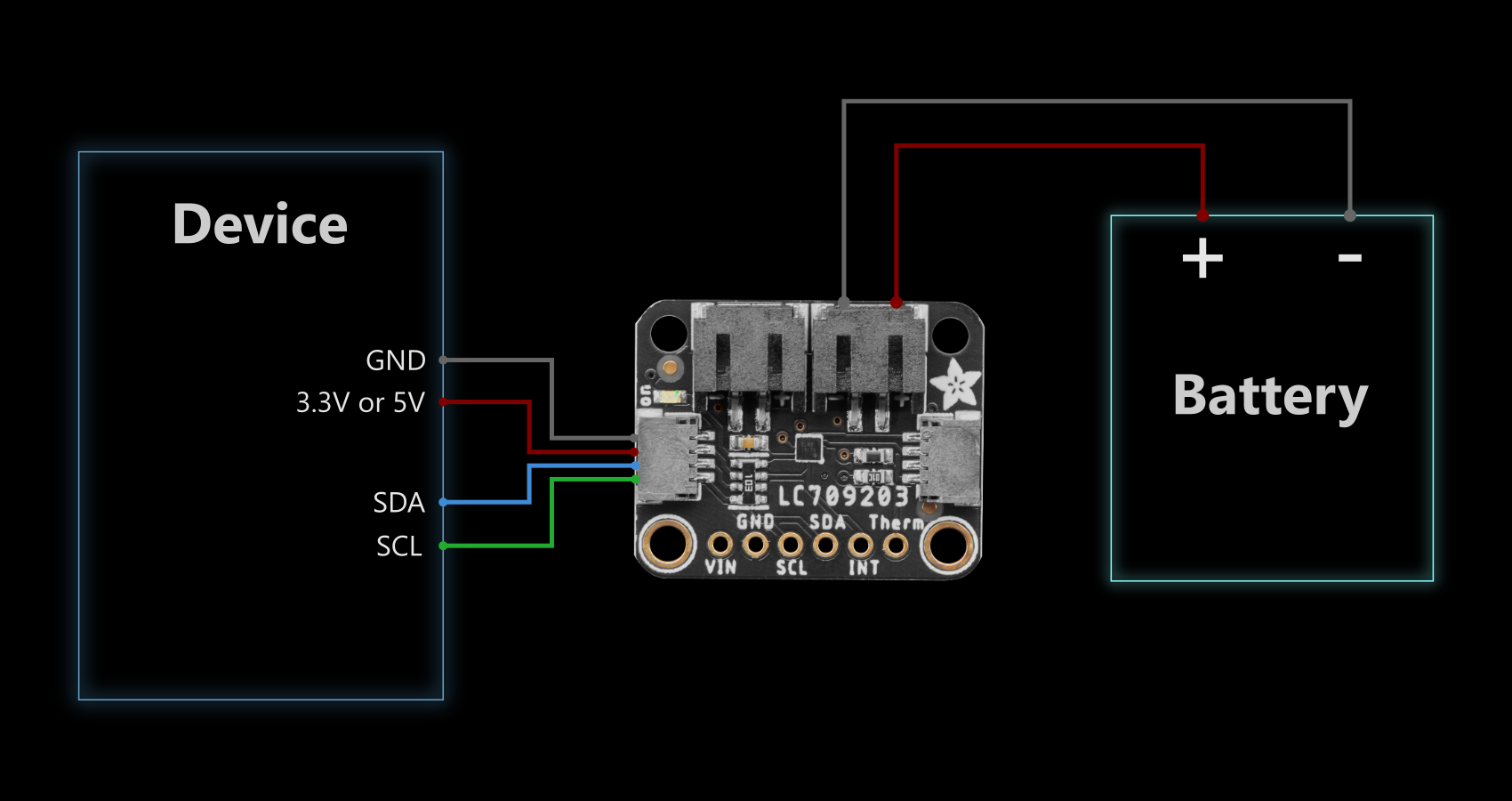 Adafruit LC709203F Battery Hookup