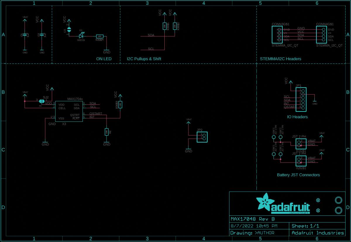 Adafruit MAX17048 Board Schematic