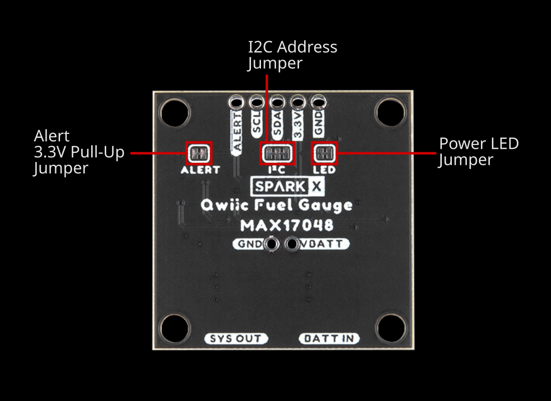 SparkFun MAX17048 Board Layout (Bottom View)