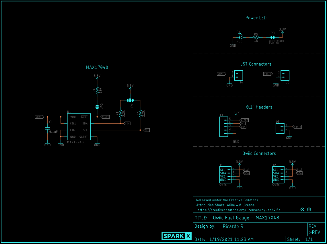 SparkFun MAX17048 Board Schematic