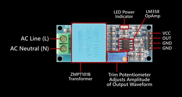 ZMPT101B Module Board Layout