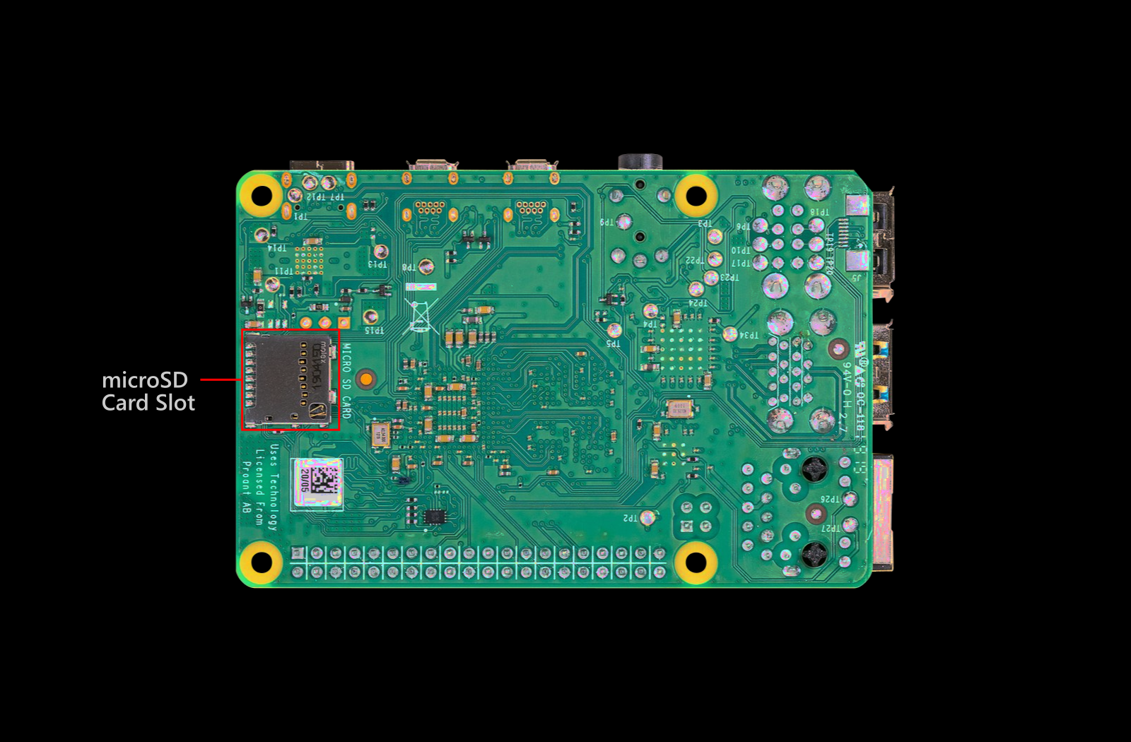 Raspberry Pi 4B Board Layout (Bottom View)