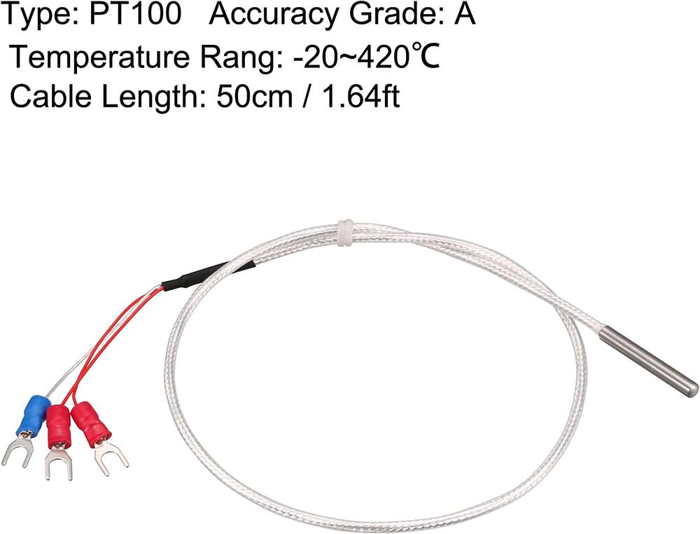 uxcell PT100 RTD Temperature Sensor Probe 3 Wires Cable