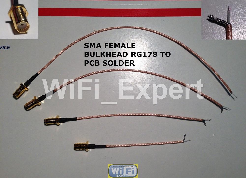 RG178 SMA Female To PCB Solder Pigtail Cable