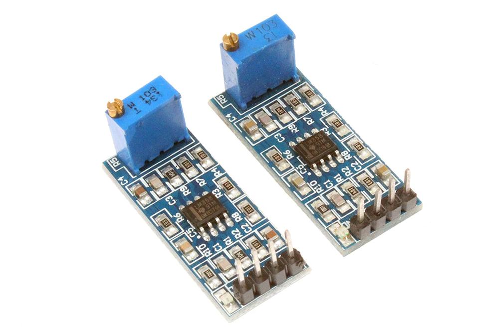 NOYITO LM358 100 Gain Signal Amplification Module with Operational Amplifier, DC 5V to 12V (2PCS)