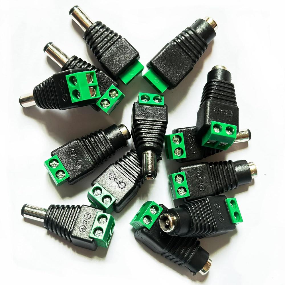 DAYKIT 12V DC Power Jack Adapter Connectors (10 Male and 10 Female)