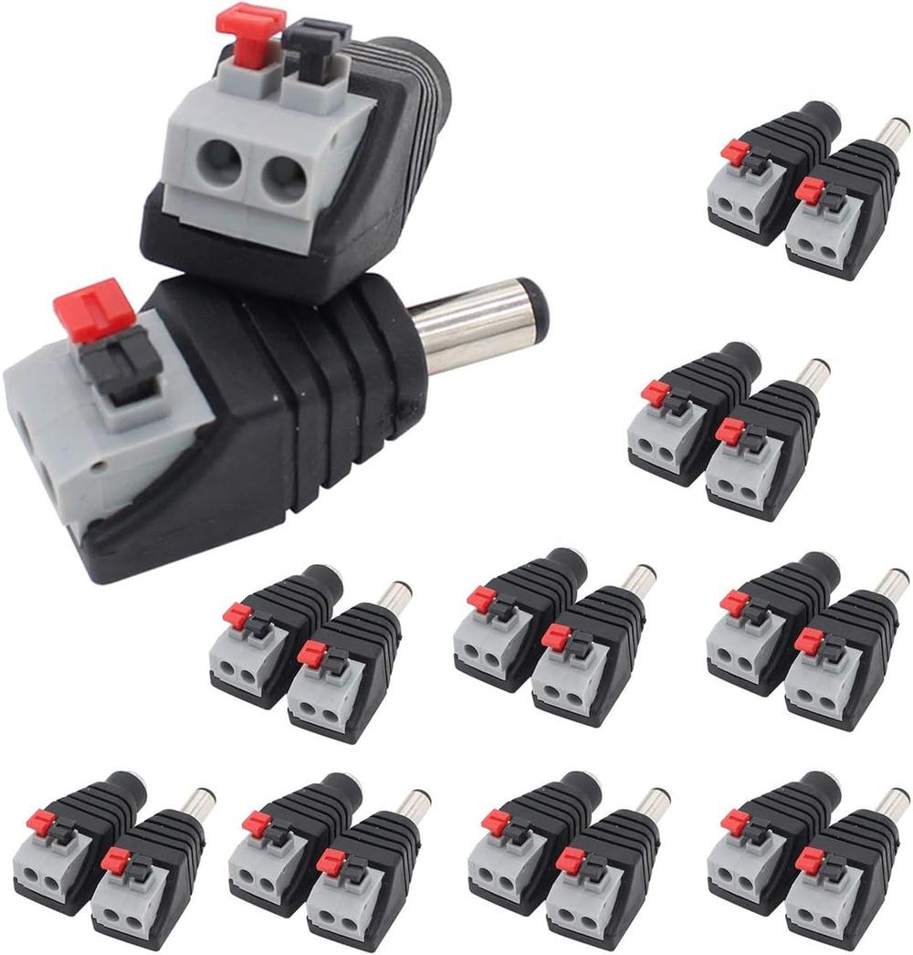 DC Power Jack Adapter Connectors (10 Male and 10 Female)