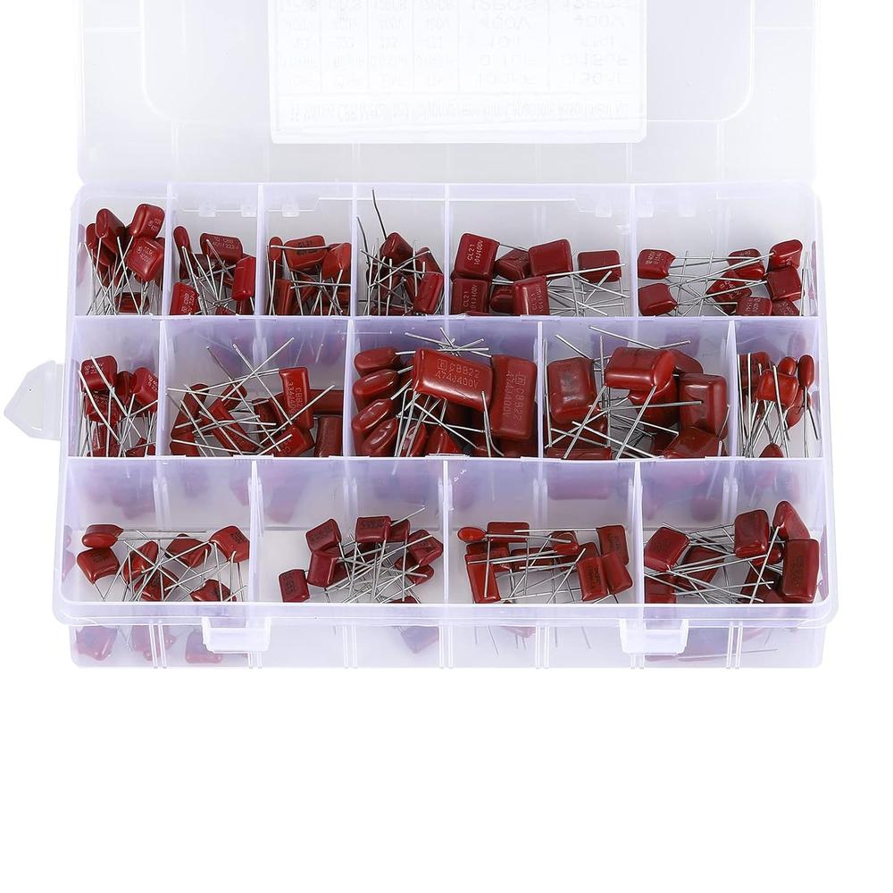 Molence CBB Metallized Polypropylene Film Capacitor Assortment Kit (180PCS, 15 Different Values)