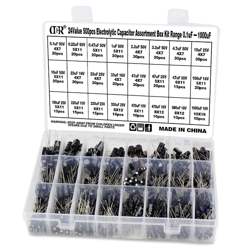 OCR Aluminum Electrolytic Capacitor Assortment Box Kit (630PCS, 24 Values)