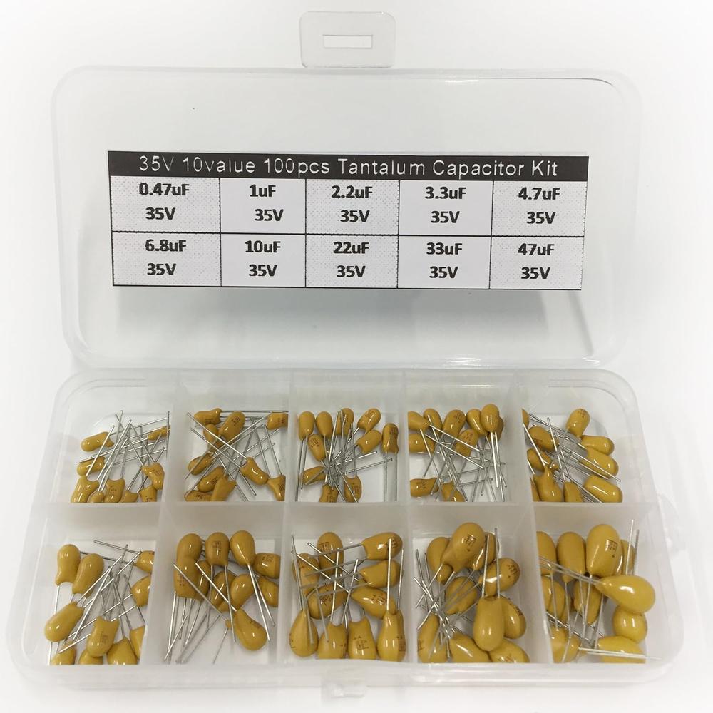 E-First Tantalum Capacitor Assorted Kit (100PCS, 10 Values)