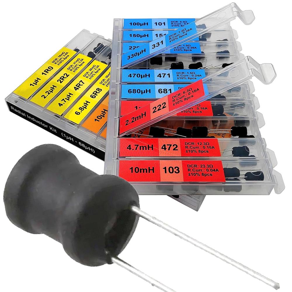 EEEEE 1uH to 10mH DIP Radial Power Choke Inductors Assortment Kit (160PCS, 20 Values)