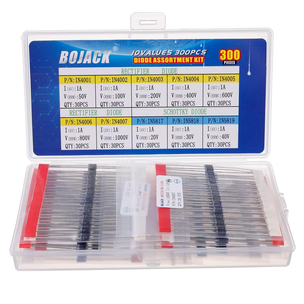 BOJACK Rectifier and Schottky Diodes Assortment Kit (300PCS, 10 Values)