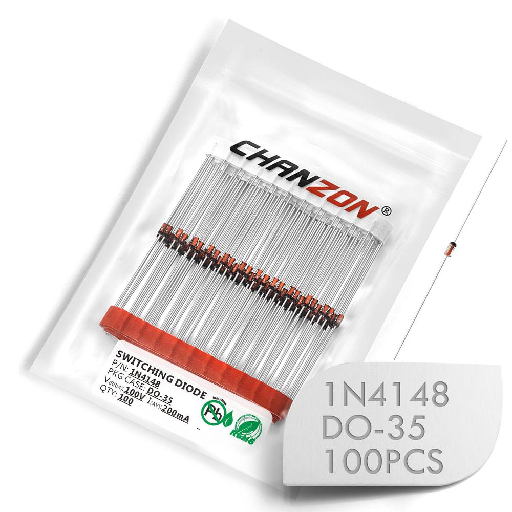 Chanzon 1N4148 Switching Diode 200mA 100V DO-35 Axial (100PCS)