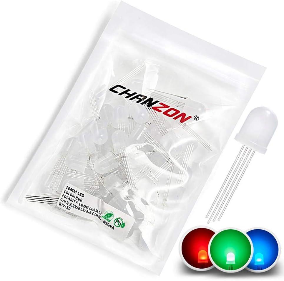 Chanzon 10mm RGB 4Pin LED Diodes Common Cathode Frosted Round Lens (50PCS)