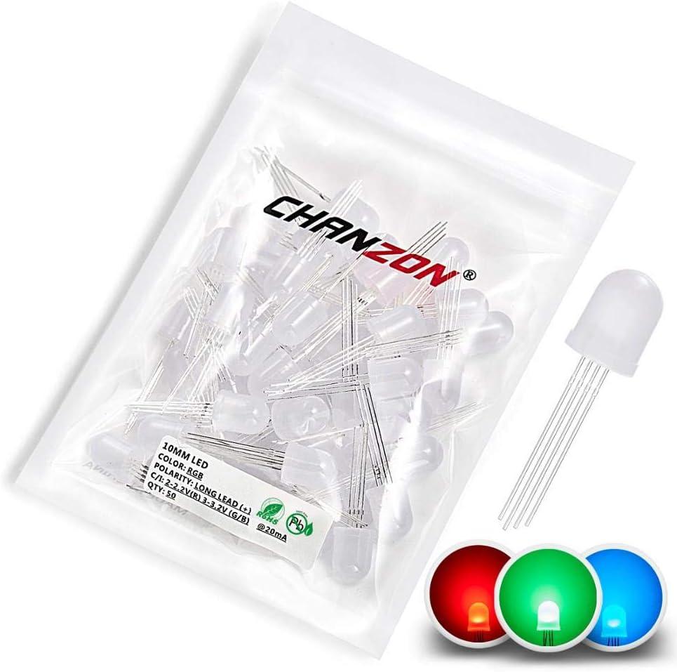 Chanzon 10mm RGB 4Pin LED Diodes Common Anode Frosted Round Lens (50PCS)