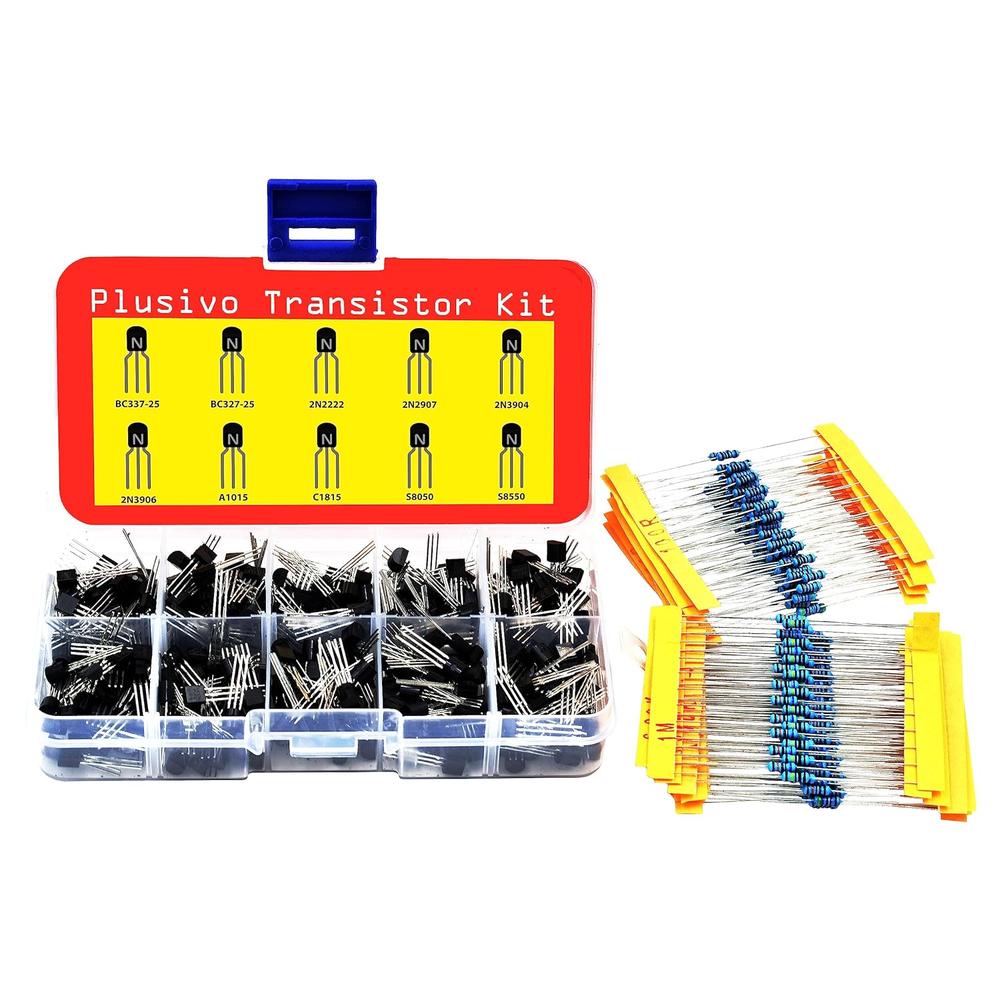 Plusivo PNP NPN TO-92 Bipolar Power Transistor Assortment Kit (210PCS, 10 Models)