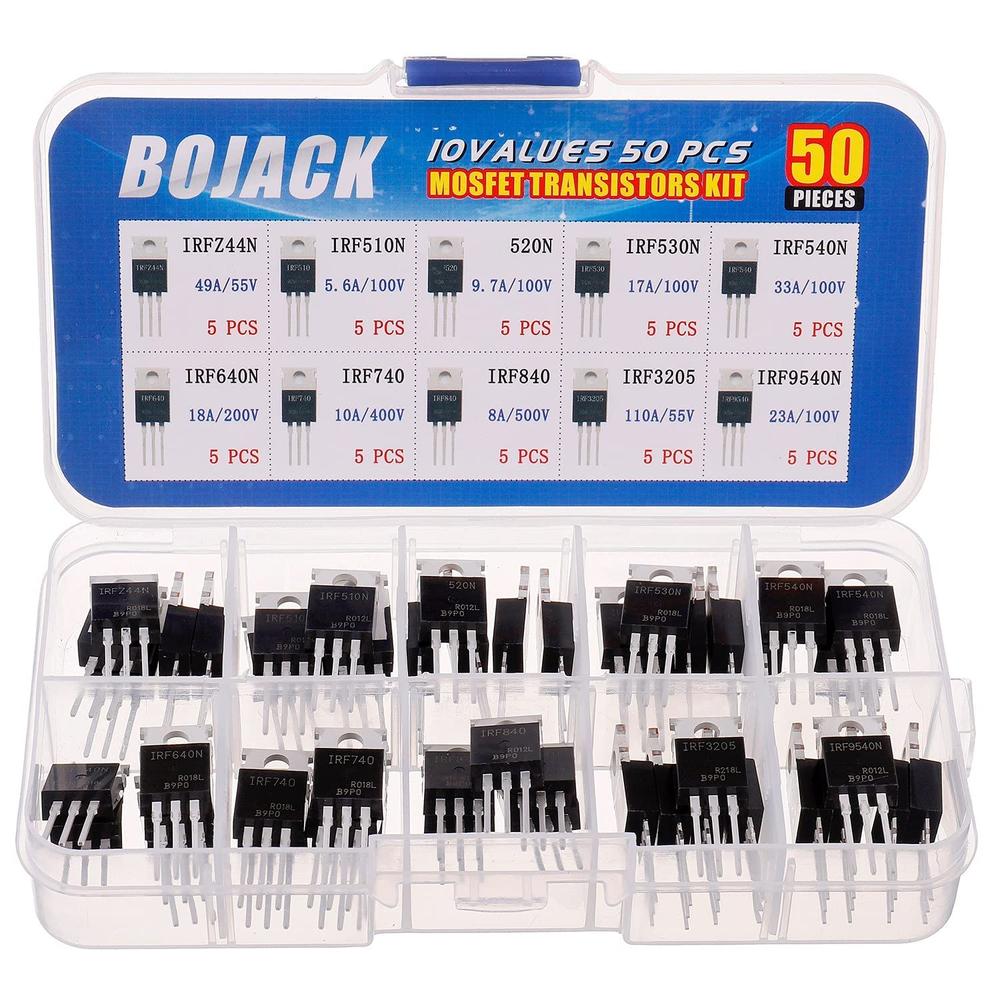 BOJACK MOSFET Transistor Assortment Kit (50PCS, 10 Values)