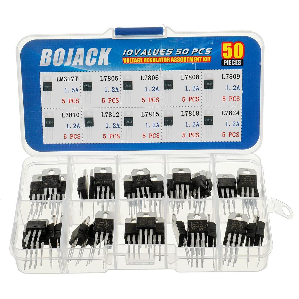 BOJACK Linear Voltage Regulator Kit (50PCS, 10 Values)