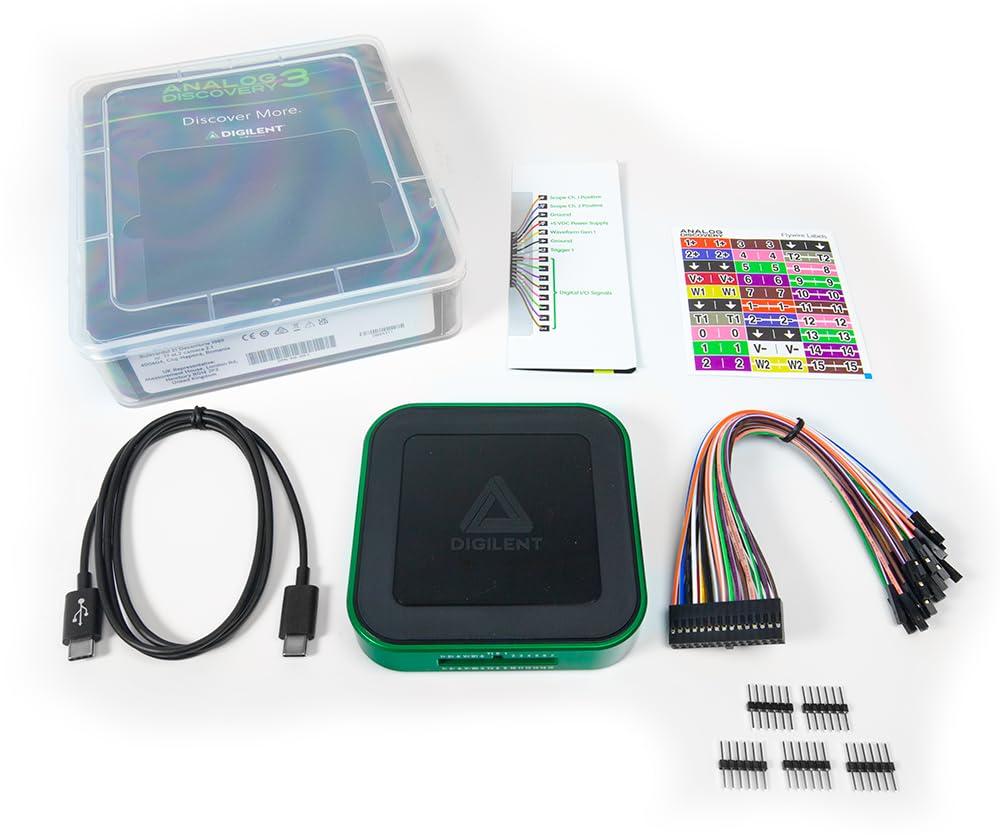 Analog Discovery 3: 125MS/s USB 30MHz Oscilloscope, Waveform Generator, Logic Analyzer, and Variable Power Supply