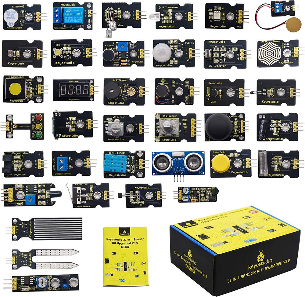 KEYESTUDIO 37 in 1 Sensor Kit 37 Sensors Modules Starter Kit for Arduino