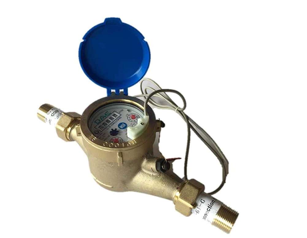 DAE MJ-75 Non Lead Potable Water Meter, 3/4" NPT Couplings, Pulse Output Per Gallon