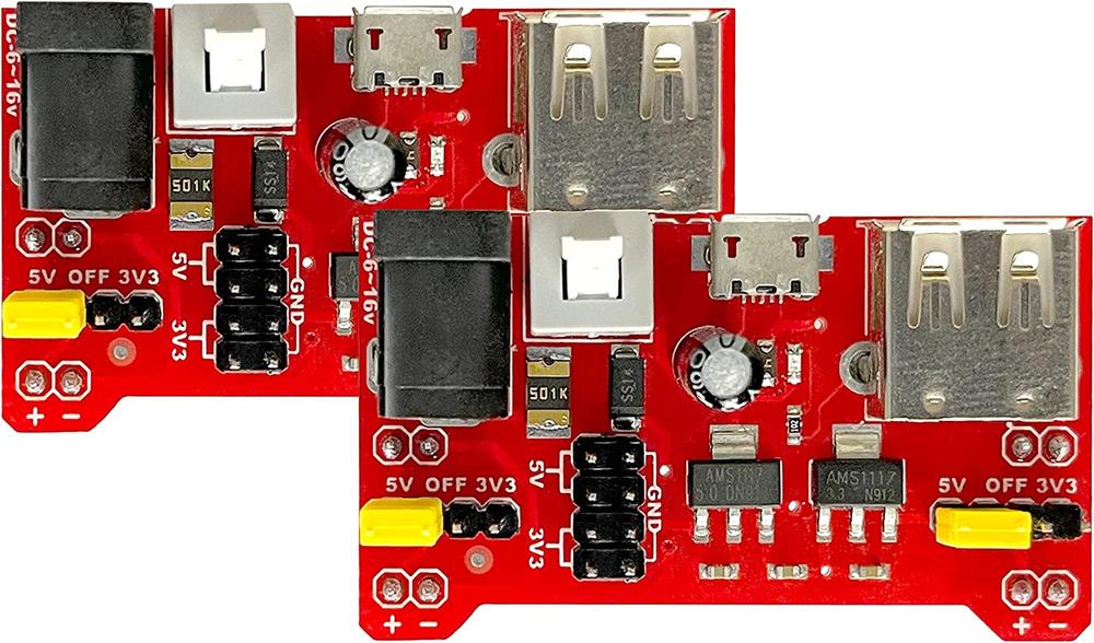 MakerSpot Breadboard Power Supply Board Module, 3.3V/5V Dual Voltage, with Fuse Protection (2PCS)