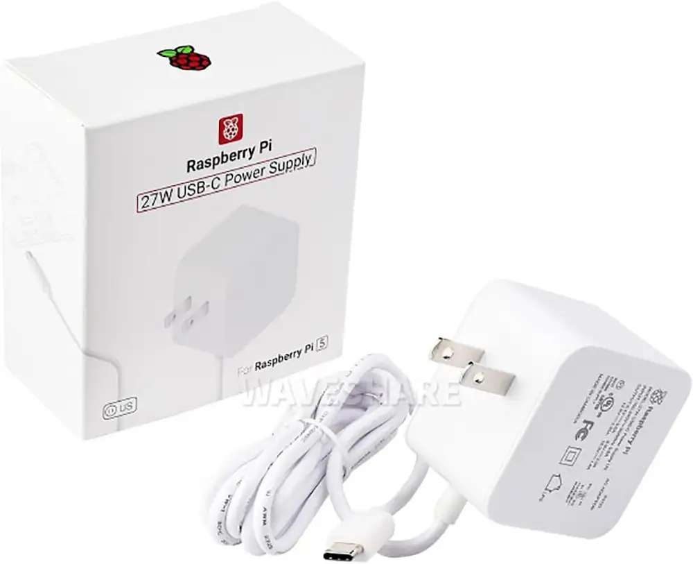 Raspberry Pi 5 27W 5.1V 5A USB-C Power Supply White (US Plug)