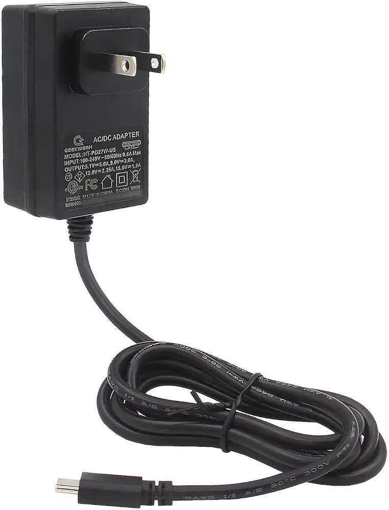 Geekworm 27W 5.1V 5A USB-C PD Power Supply for Raspberry Pi 5 (US Plug)