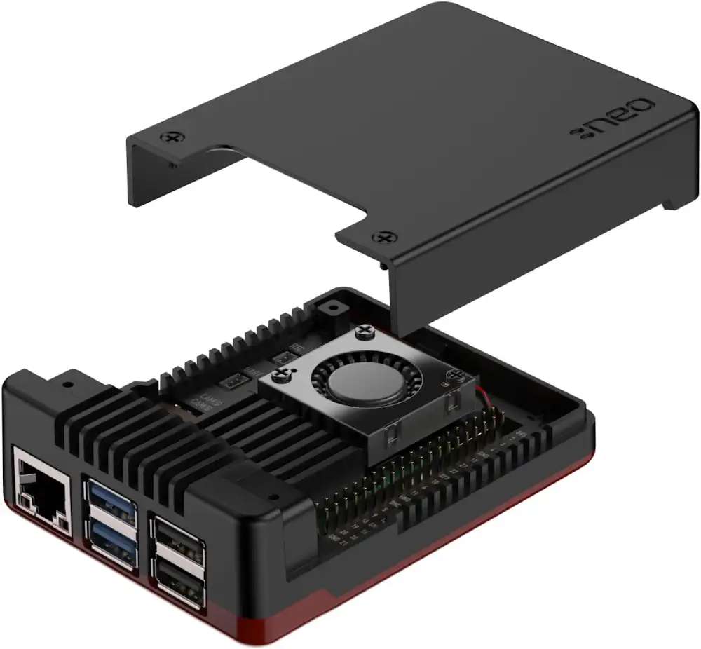 Argon NEO 5 BRED for Raspberry Pi 5 | Aluminum case with Built-in Fan