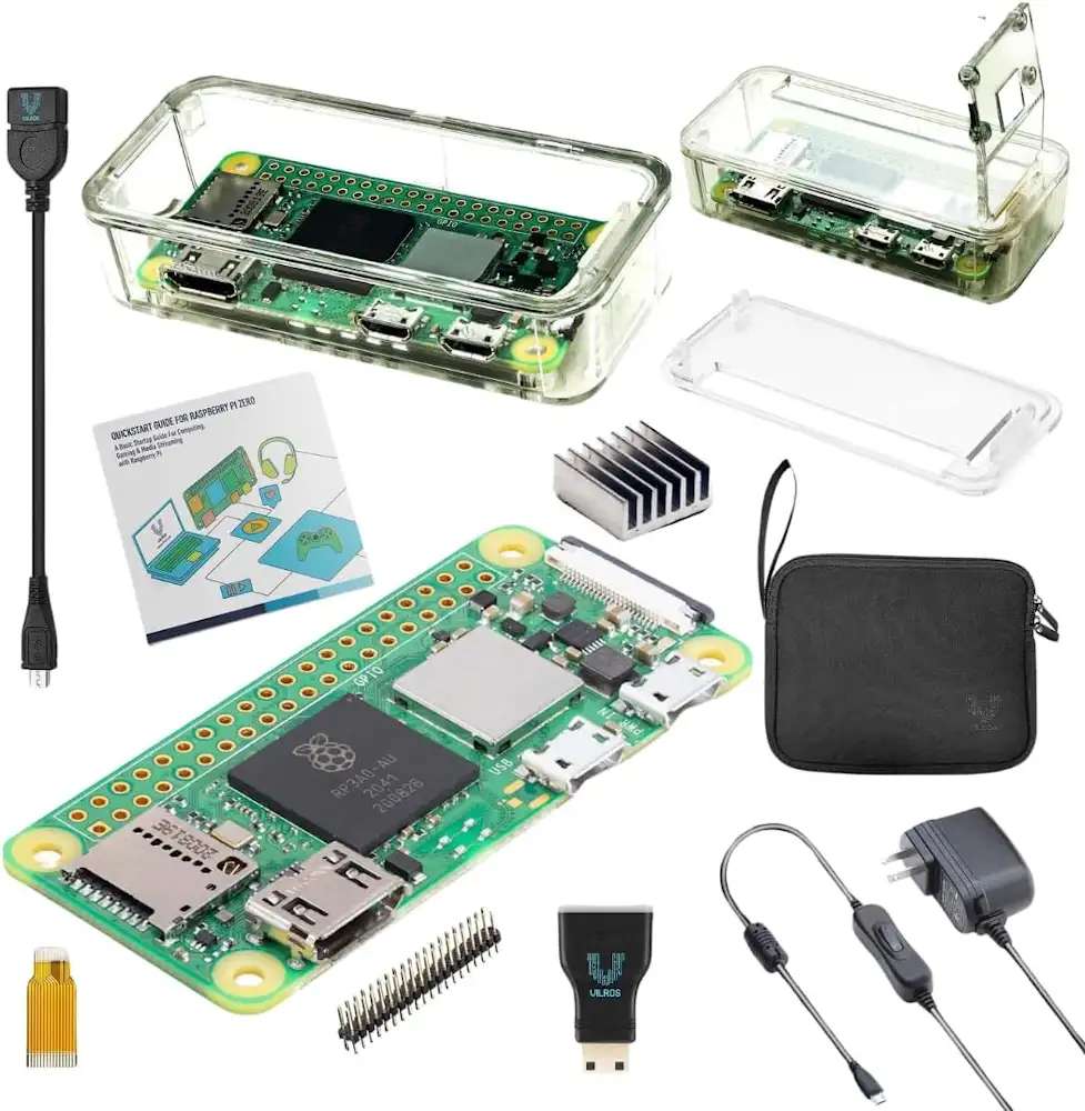 Vilros Raspberry Pi Zero 2 W Basic Starter Kit with Clear Case