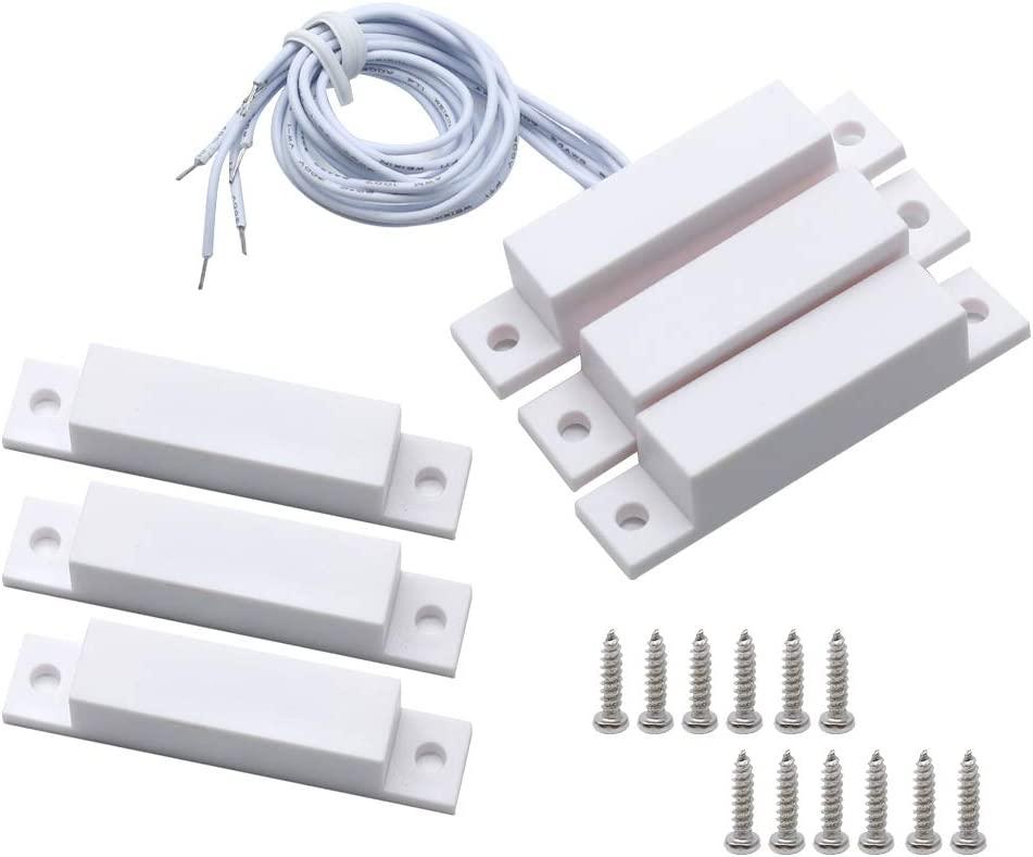 Augiimor 3Sets MC-32 Wired NO  Magnetic Reed Switch White