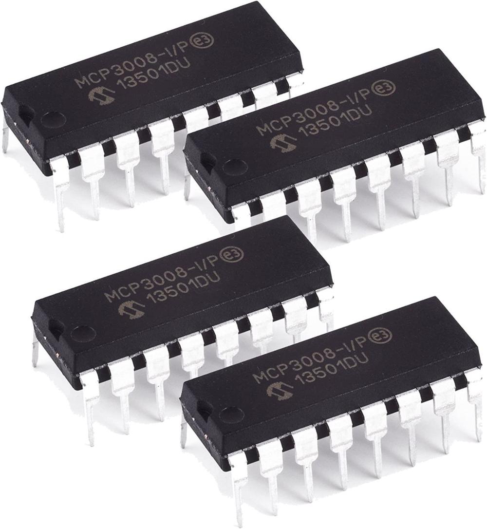 Microchip MCP3008-I/P 10-Bit ADC with SPI (4PCS)