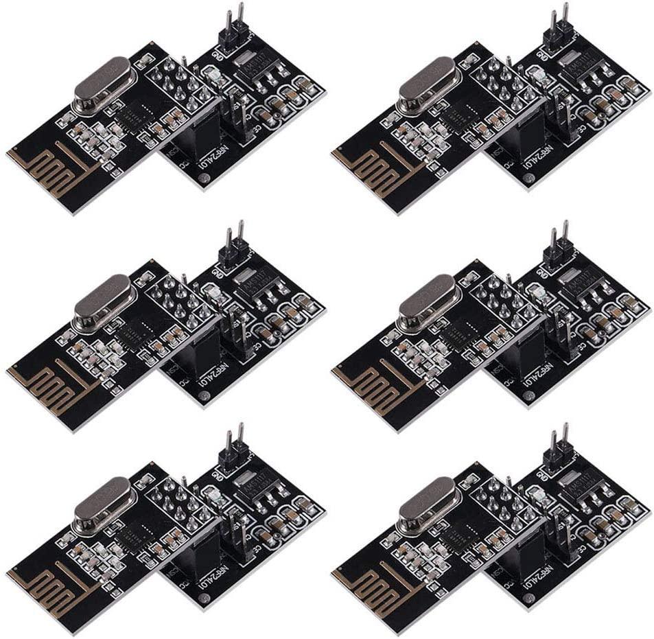 UMLIFE NRF24L01+ Module 2.4GHz Wireless RF Transceiver and Socket Breakout Adapter 8-Pin (6PCS)