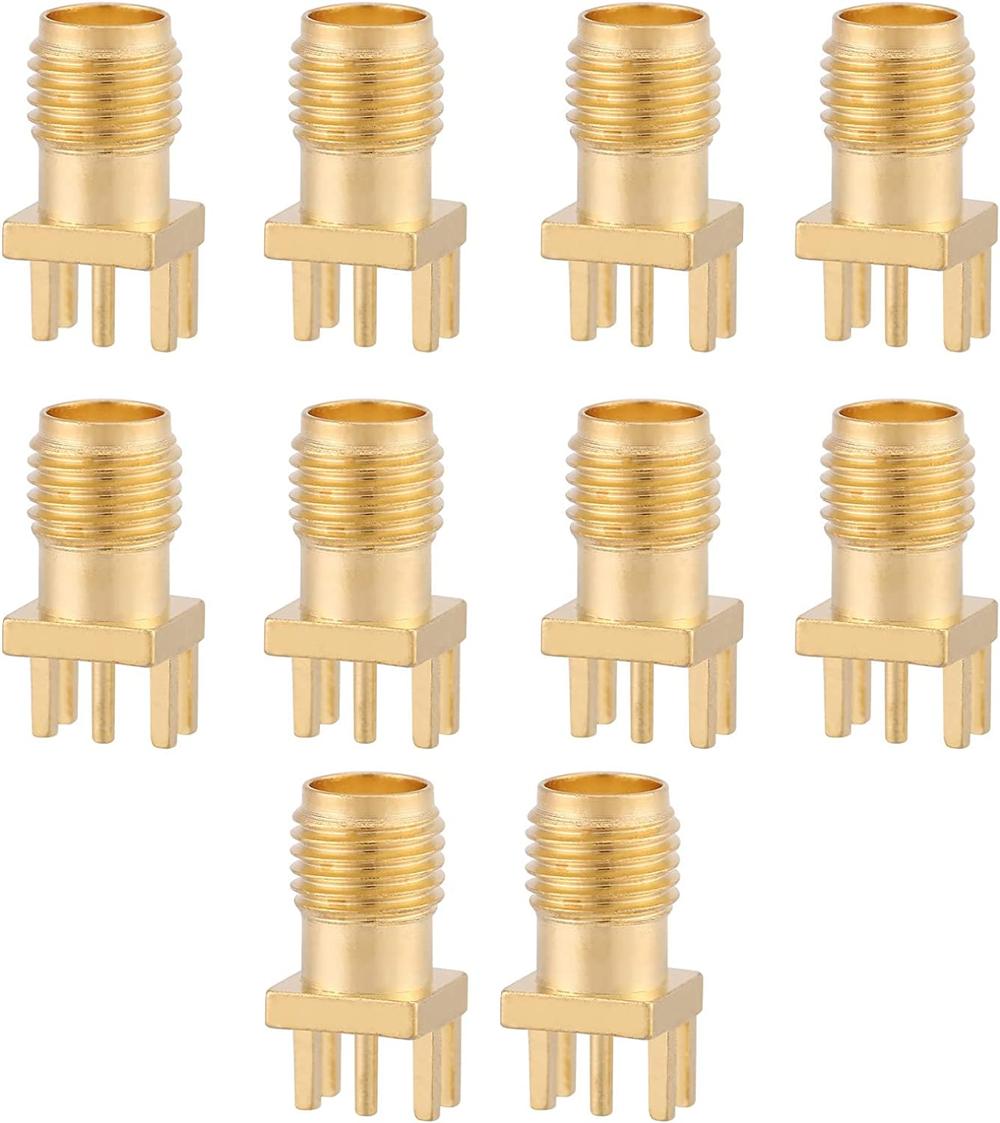 Walfront SMA Female Jack Connector, Brass PCB Clip Edge Mount Adapter (10PCS)