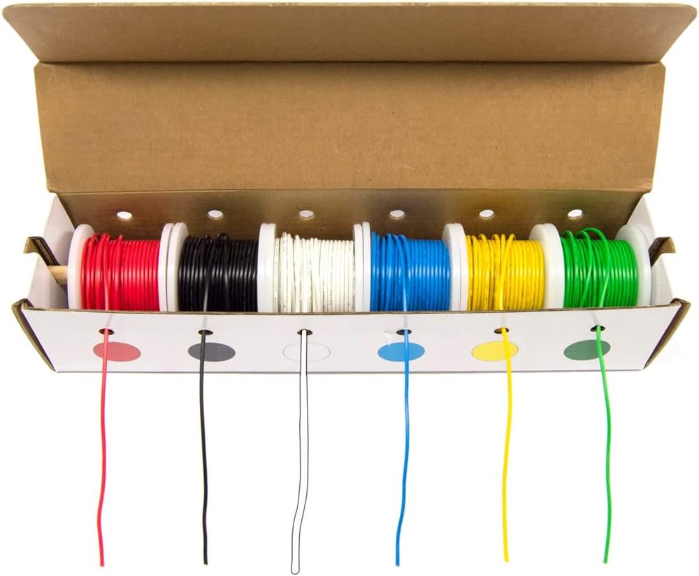 EX ELECTRONIX EXPRESS Solid Hook Up Wire Kit (Tinned Copper) 22 Gauge (6 Different Colored 25 Foot Spools)