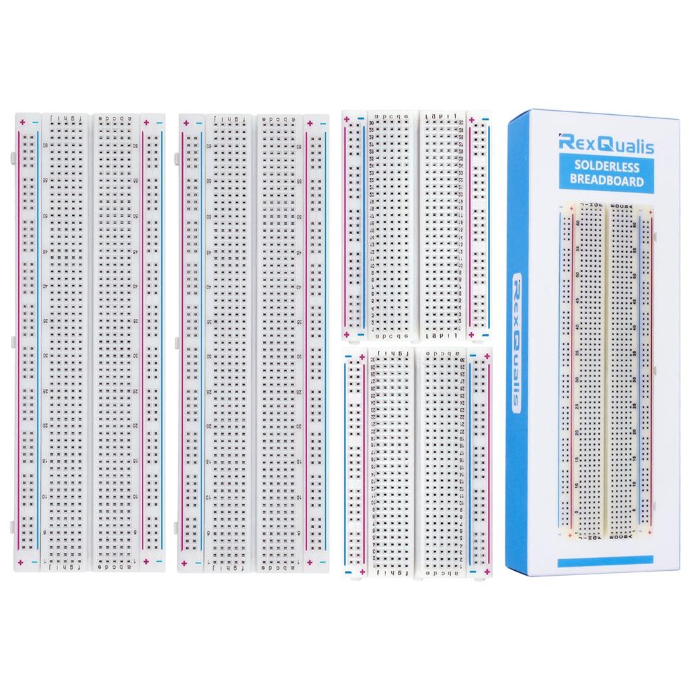 RexQualis Solderless Breadboards Kit Includes 400-Point (2PCS) and 830-Point (2PCS)