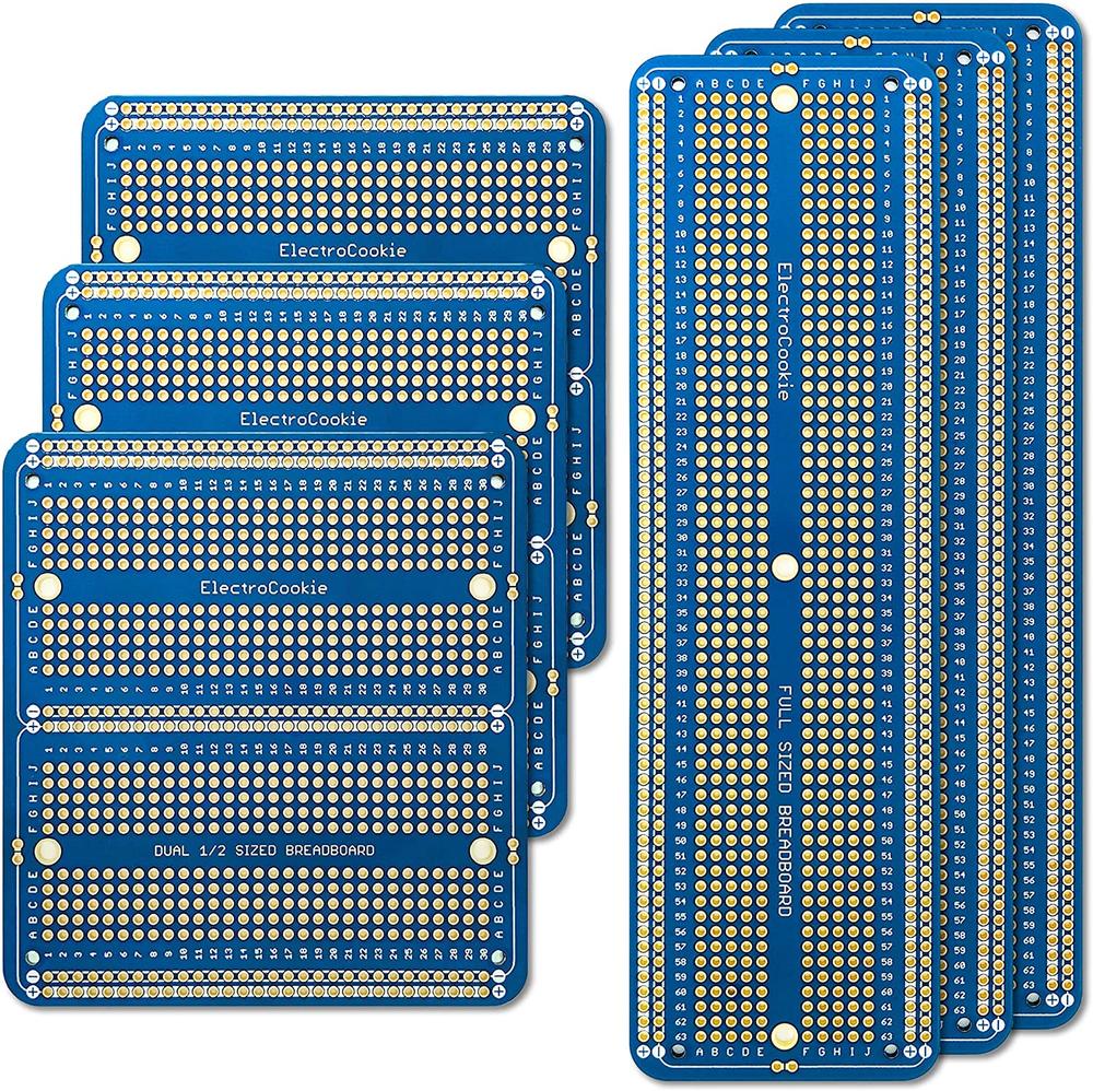 ElectroCookie Full and Half Sized Solderable Breadboards (6PCS)